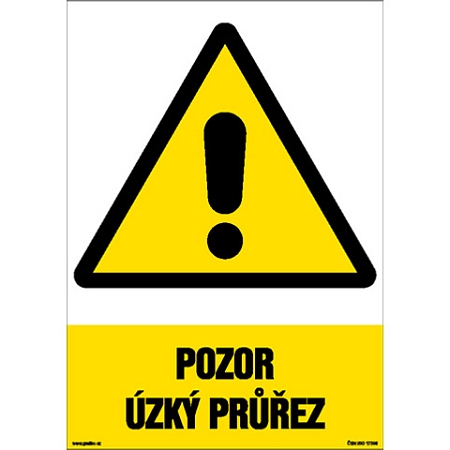 Značka Pozor – Úzký průřez, samolepicí fólie, 210 × 297 mm